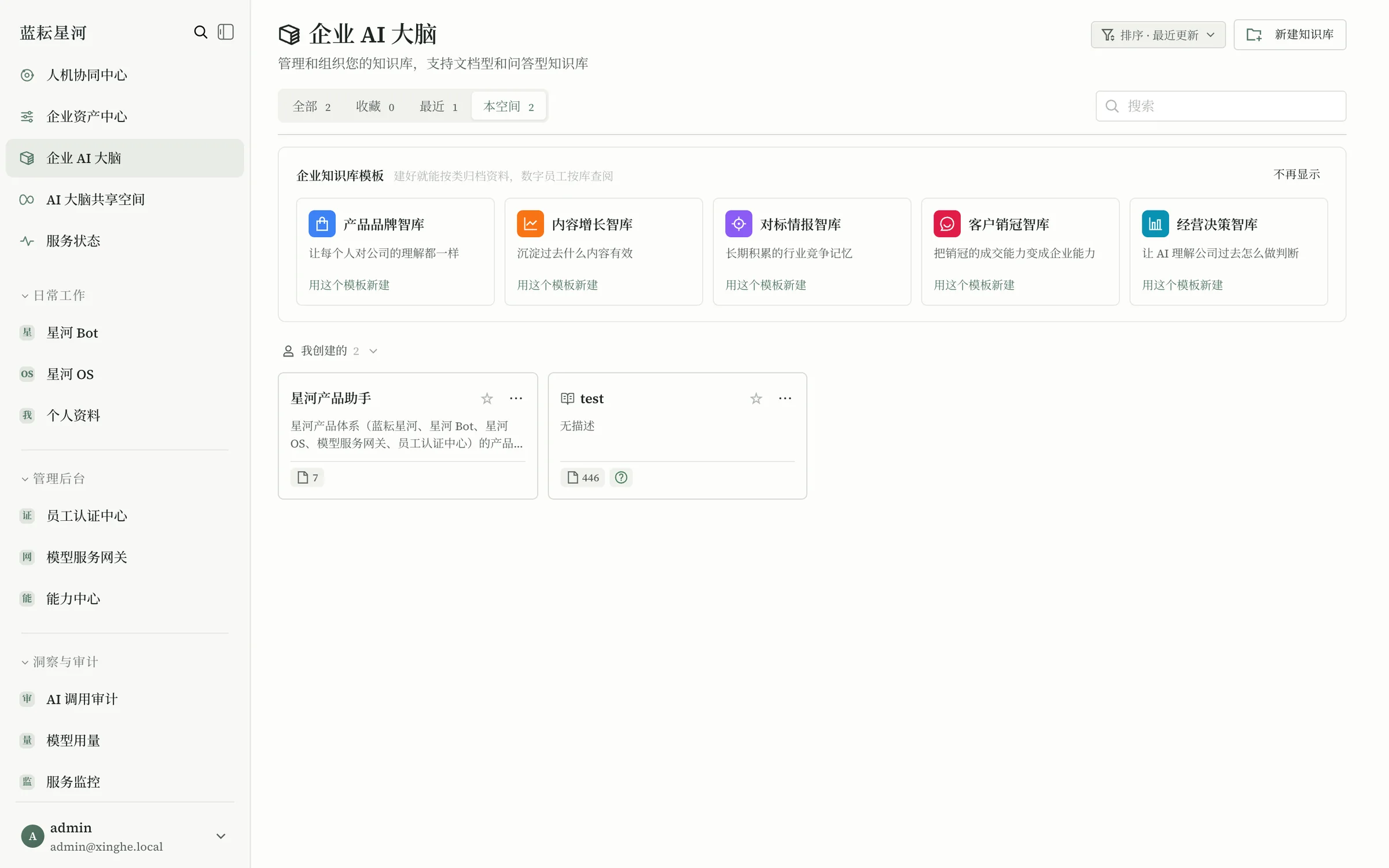 企业AI大脑真实界面